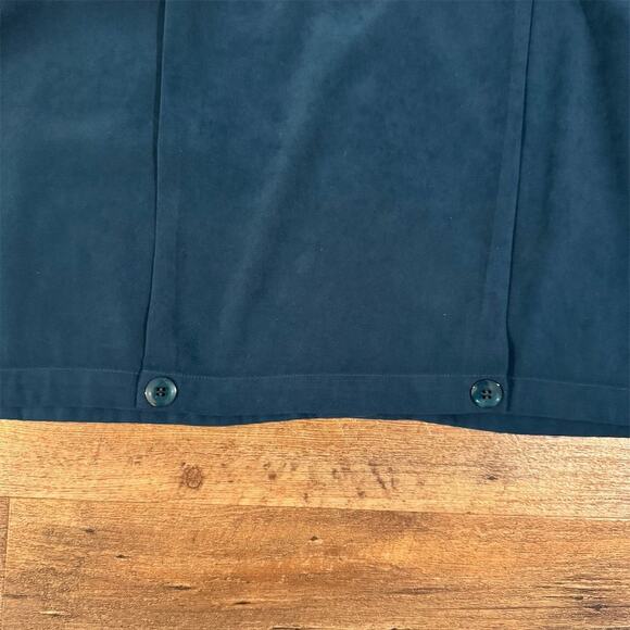 Vintage Teal Jacket XL Blue Feather Embroidery Button-Up Casual Faux Suede READ - Picture 8 of 14